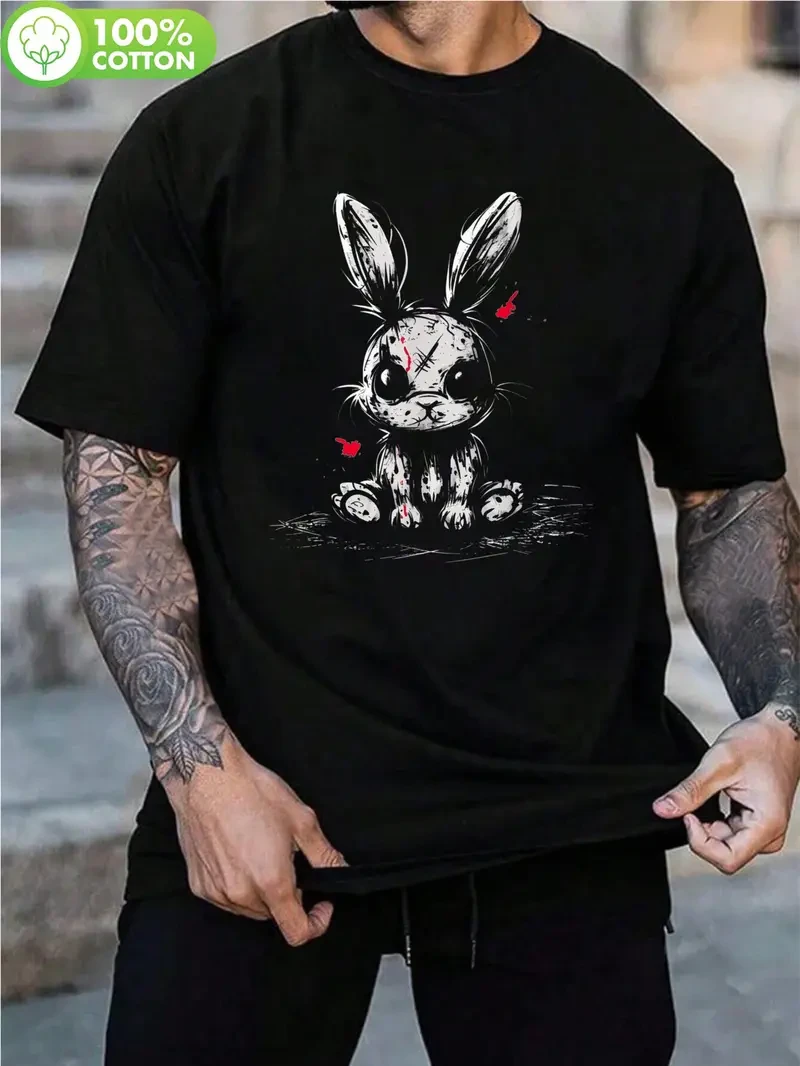 Модна футболка бавовняна з принтом Зайчик | Крута футболка стильна | Чоловіча футболка молодіжна | Літня футболка класна