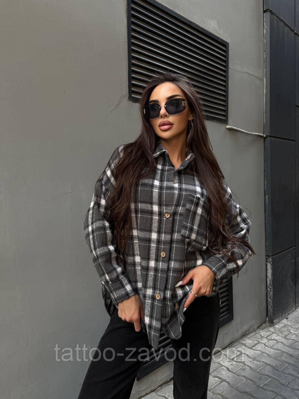 Теплая рубашка женская в клетку кашемир 42-46, фото 1