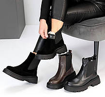 Ботинки женские зимние на молнии кожаные и замш 36-40