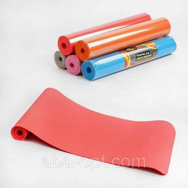 Килимок для йоги C 56187 (24) "TK Sport", 5 кольорів, розмір 61х173 см, товщина 0.4 см, ВИДАЄТЬСЯ ТІЛЬКИ МІКС ВИДІВ, фото 1