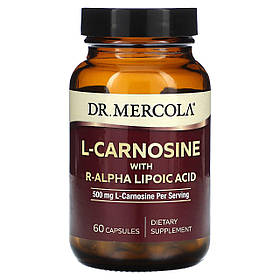 L-карнозин з R-альфа-ліпоєвою кислотою, L-Carnosine with R-Alpha Lipoic Acid, Dr. Mercola, 250 мг, 60 капсул