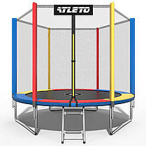 Дитячий спортивний вуличний батут із захисною сіткою і драбиною 312 см Atleto Multikolor різнокольоровий для дачі вулиці, фото 2