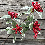 Штучна гілка червона калина з ягодами та листям, 68 см, фото 2