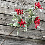 Штучна гілка червона калина з ягодами та листям, 68 см, фото 4