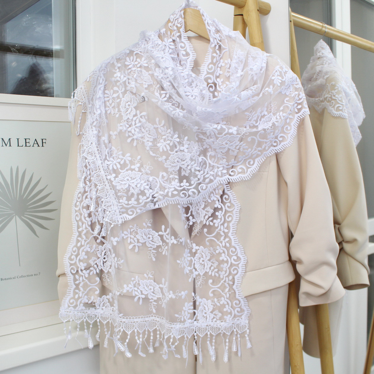 Шарф білий весільний церковний ажурний 150037, фото 1