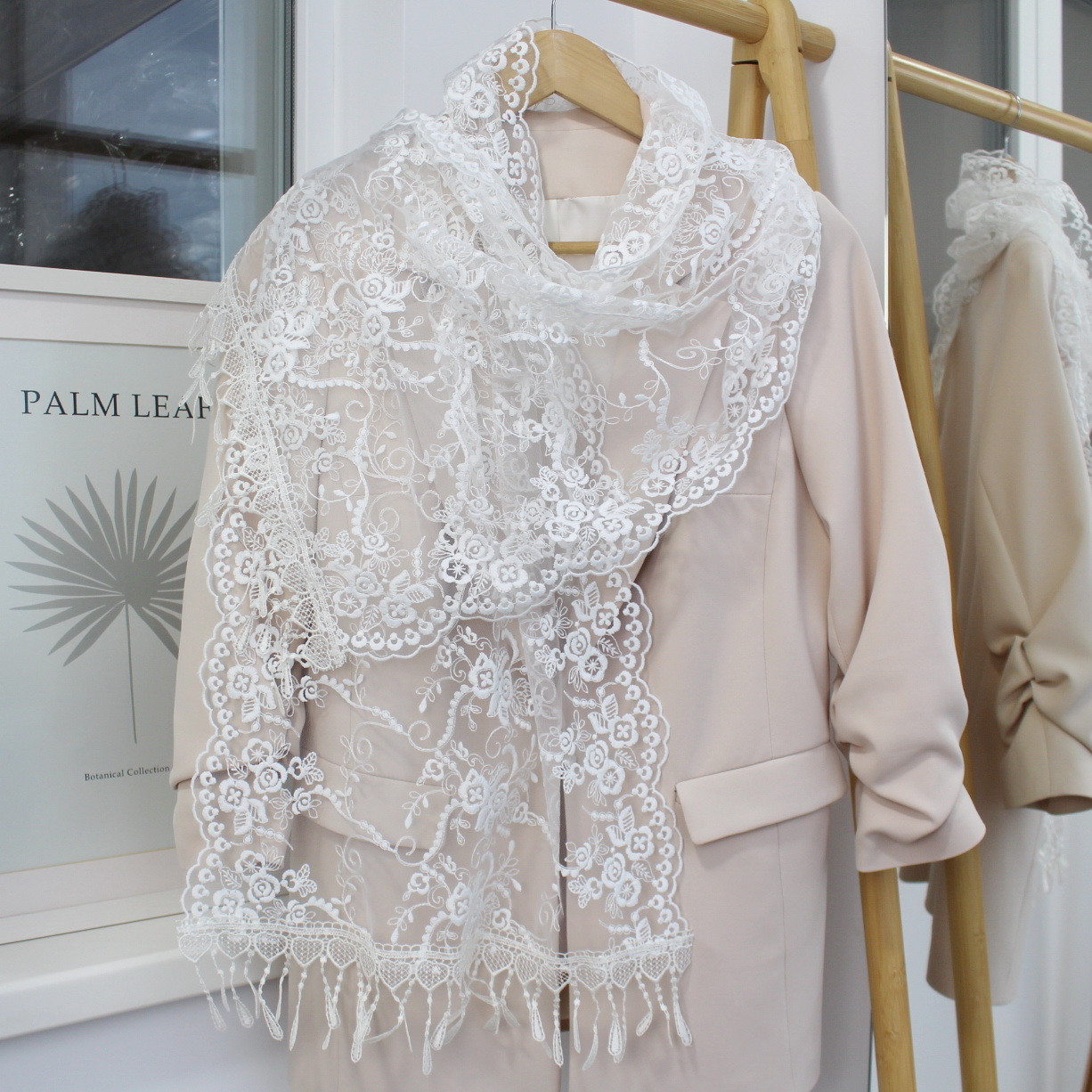 Шарф айворі весільний церковний ажурний 151029, фото 1