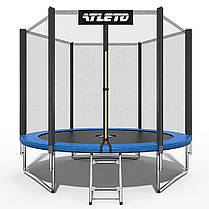 Дитячий спортивний вуличний батут із зовнішньою захисною сіткою і драбиною 312 см Atleto синій для дачі вулиці дому, фото 2