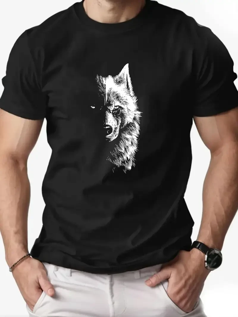 Модна футболка бавовняна з принтом Вовк | Крута футболка стильна | Чоловіча футболка молодіжна | Літня футболка класна