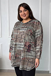 Туніка жіноча батал трикотаж з кишенями довгий рукав