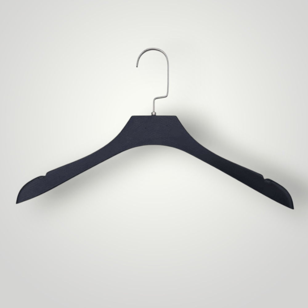 Пластикові плічки вішалки тремпеля 38 см чорні гачок хромований або золотий упаковка 5 шт, фото 1