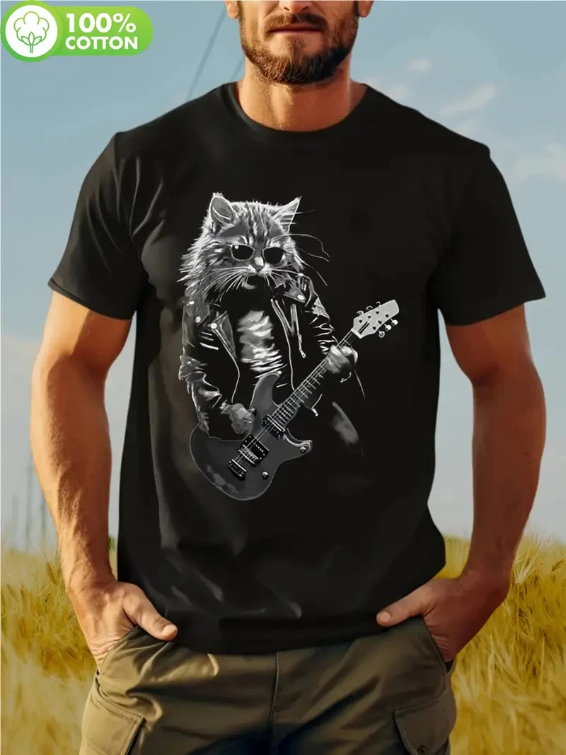 Модна футболка бавовняна з принтом Кіт-4 | Крута футболка стильна | Чоловіча футболка молодіжна | Літня футболка класна