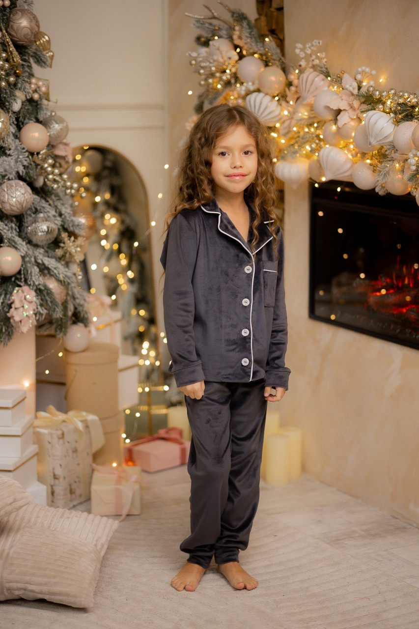 Піжама на дівчинку Велюр 146-164 см 003675 Графіт