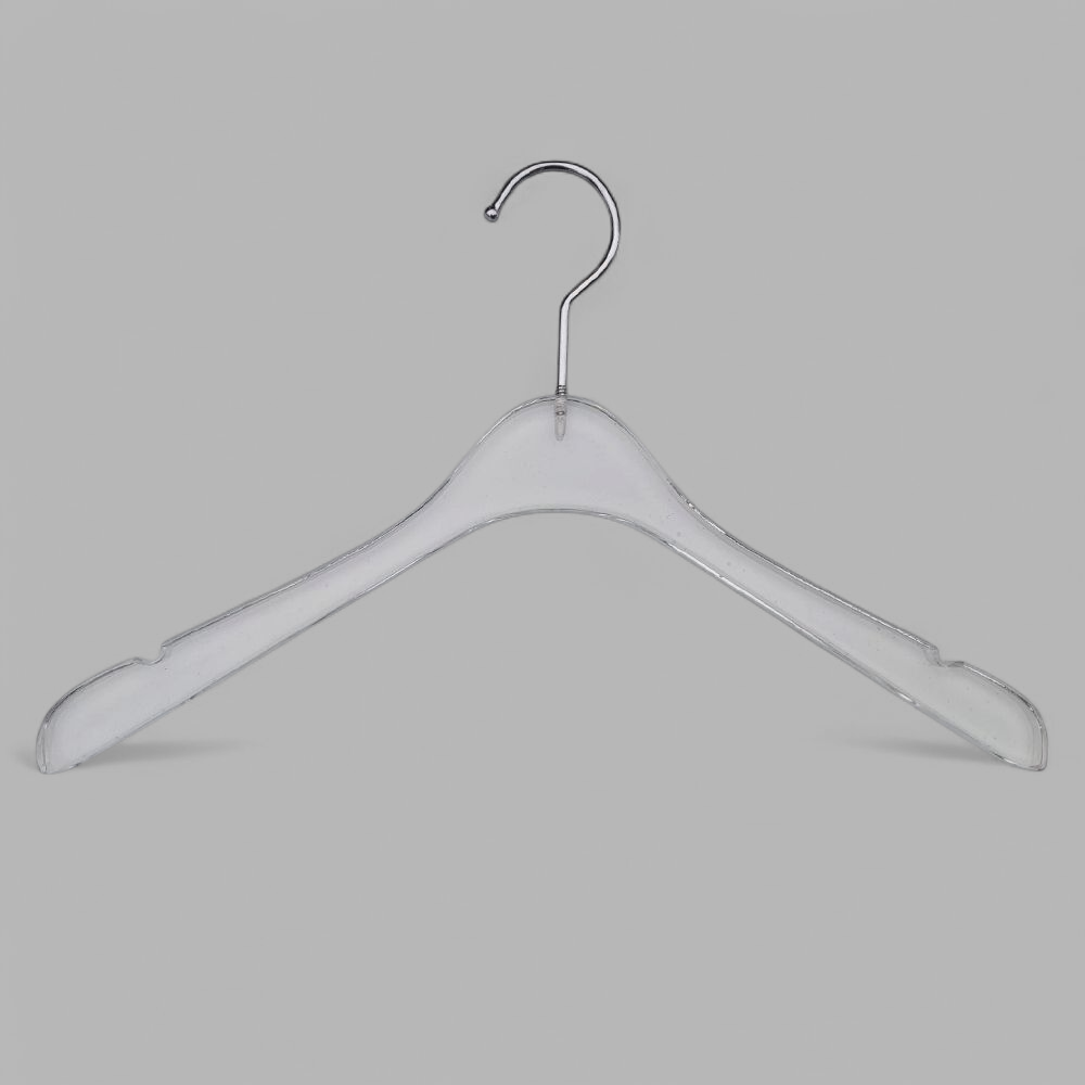 Акрілові плІчки вішалки тремпеля 39 см прозорі з хромованим гачком для одягу, фото 1