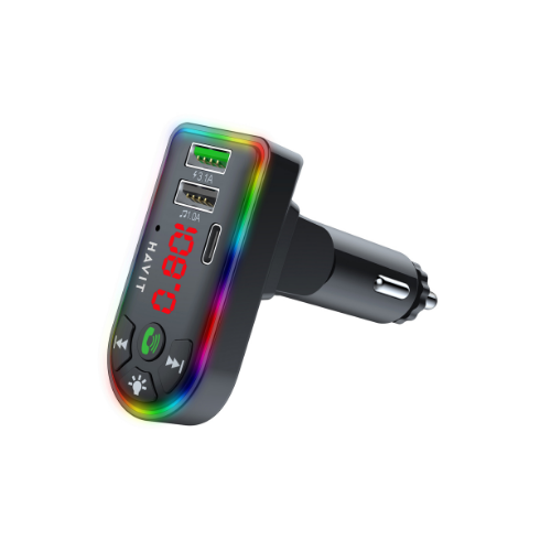 FM-модулятор бездротовий 2USB/Type-C/Micro SD чорний Havit HV-FM813BT, фото 1