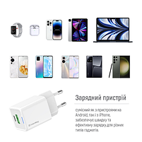 Зарядний пристрій мережевий USB/Type-C + кабель Type-C PD 30W GaN Mini ColorWay, фото 10