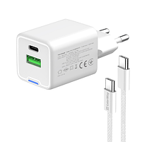 Зарядний пристрій мережевий USB/Type-C + кабель Type-C PD 30W GaN Mini ColorWay, фото 7