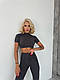 Жіночий спортивний костюм графітовий з топом і лосинами, фітнес-костюм для залу, спорту та йоги із швами назовні S - фото 5 - id-p2795080050