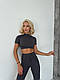 Жіночий спортивний костюм графітовий з топом і лосинами, фітнес-костюм для залу, спорту та йоги із швами назовні S - фото 6 - id-p2795080050