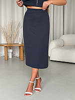 Юбка в рубчик с боковым разрезом серая Merlini Арта 400001464