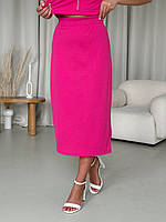 Юбка в рубчик с боковым разрезом розовая Merlini Арта 400001466