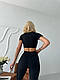 Жіночий чорний костюм графітовий з топом і лосинами, фітнес-костюм для залу, спорту та йоги із швами назовні S - фото 6 - id-p2795081036