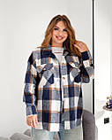 Кашемірова жіноча сорочка в клітинку великих розмірів за типом оверсайз (р.50-60). Арт-2500/17, фото 6