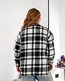 Кашемірова жіноча сорочка в клітинку великих розмірів за типом оверсайз (р.50-60). Арт-2500/17, фото 3