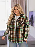 Кашемірова жіноча сорочка в клітинку великих розмірів за типом оверсайз (р.50-60). Арт-2500/17, фото 7