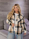 Кашемірова жіноча сорочка в клітинку великих розмірів за типом оверсайз (р.50-60). Арт-2500/17, фото 8