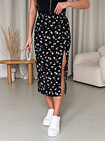 Длинная женская юбка в цветочек черная Merlini Лакко 400001482