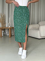 Длинная женская юбка в цветочек зеленая Merlini Лакко 400001485