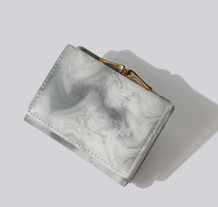 Жіночий гаманець сірий під мармур компактний із відділенням для дрібниць, фото 1