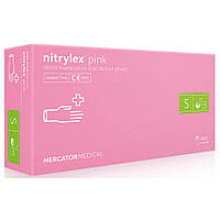 Медичні рукавички Mercator Medical Nitrylex Pink Нітрилові Неопудрені діагностичні Розмір S Рожеві 100 шт. (5906615035329)