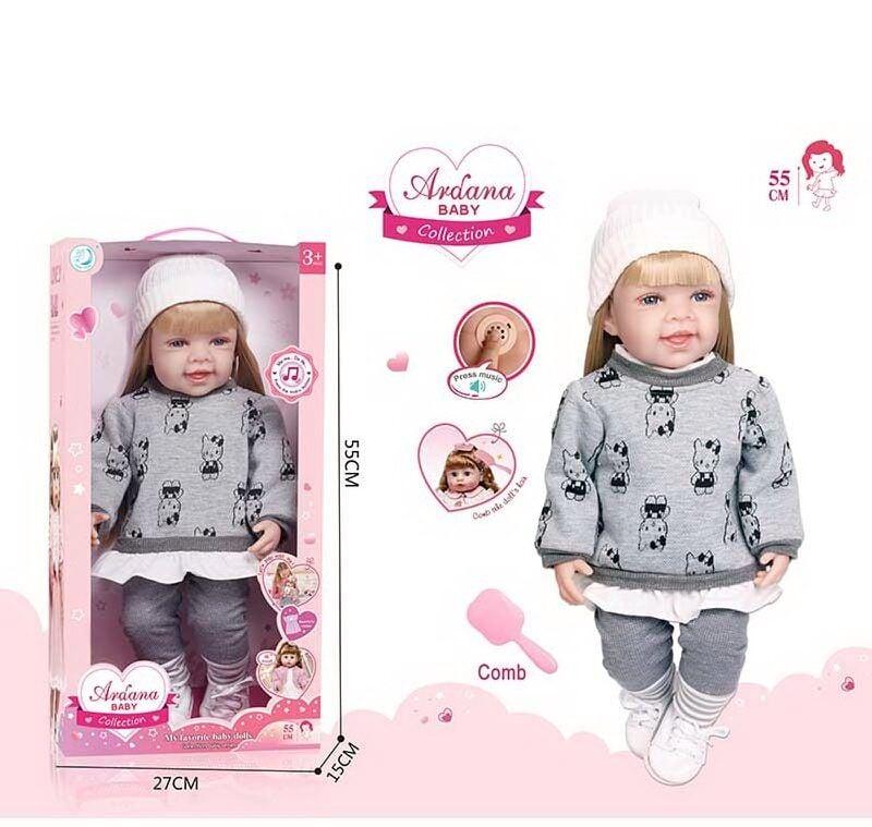 Лялька A 909 A (12/2) гумова, висота - 52 см, функціональна, прошите волосся, рухомі кінцівки, щітка для волосся, взуття, в