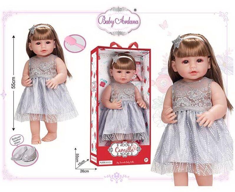 Лялька A 918 B (12/2) гумова, висота - 52 см, прошите волосся, рухомі кінцівки, щітка для волосся, взуття, в коробці