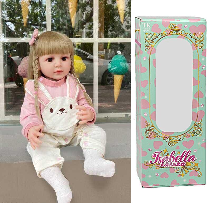 Лялька QM 120 / QM 24120 (12) "TK Group", висота: 50 см, гумова, імітація скляних очей, пустушка, пляшечка, памперс, шкарпетки,