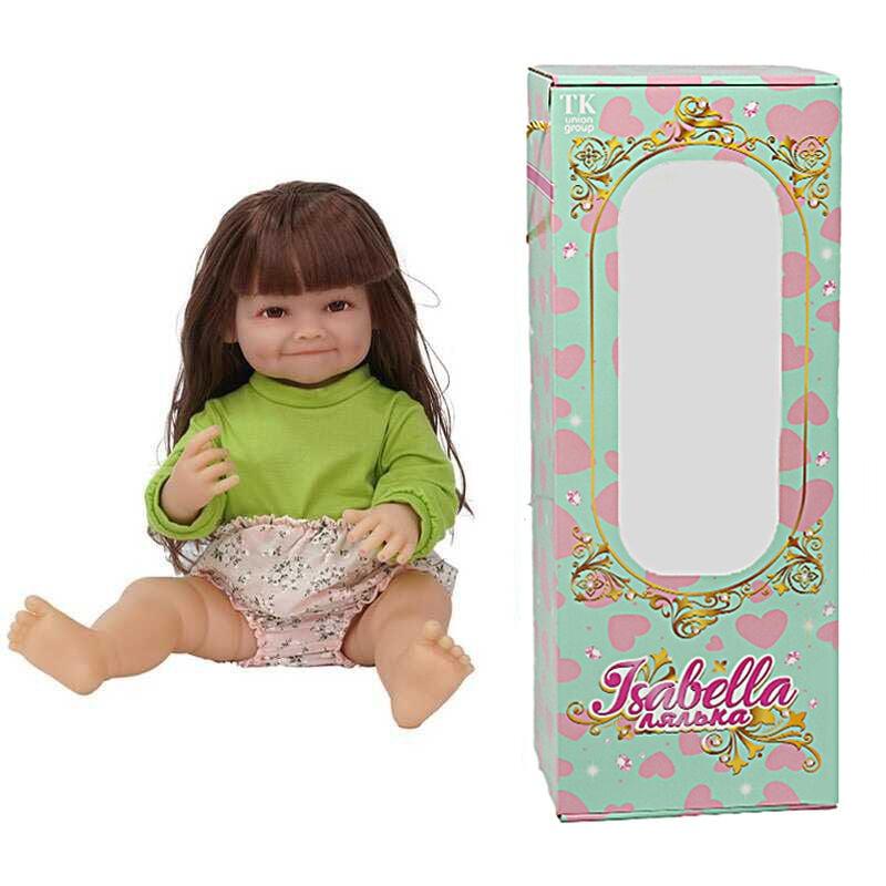 Лялька QM 24038-3 (12) "TK Group", висота: 50 см, гумова, імітація скляних очей, пустушка, пляшечка, памперс, в коробці