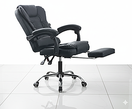 Комп'ютерне крісло для дому стул офісний на колесах, офісні та комп'ютерні крісла, що крутяться чорне з підставкою для ніг