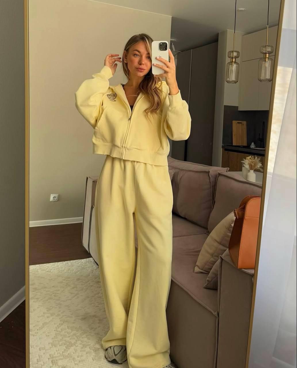Костюм жіночий турецька петля ПЕНЬЄ з якісним накатом Модель: 776-906 Колір: жовтий, меланж, фото 1