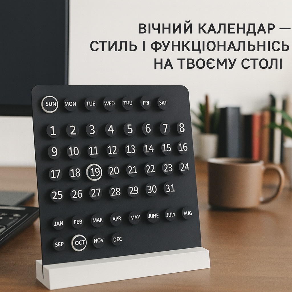 Вічний календар настільний 3D з написом | Подарунок колезі, другу, корпоративні подарунки на Новий рік, фото 1