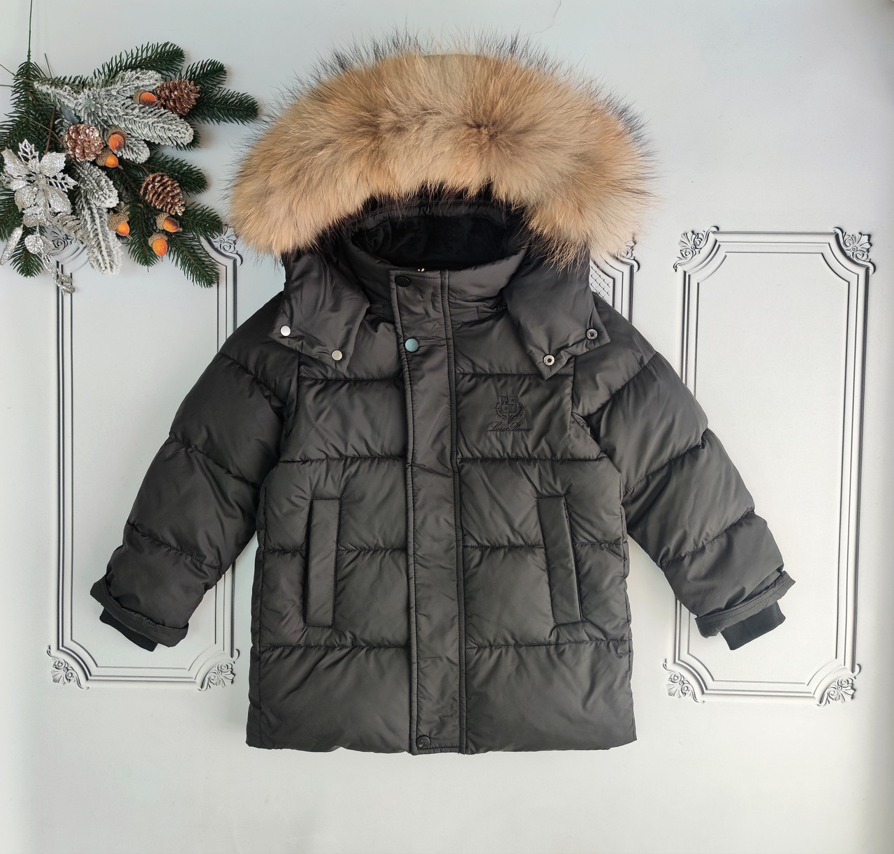 Дитяча підліткова чорна куртка Loro Piano для хлопчика