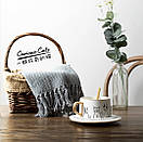 Кухоль із блюдцем і ложкою кераміка набір чашка та блюдце з котами оригінальний подарунок, фото 4