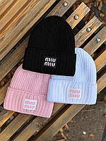 Шапка Miu Miu женская демисезонная Шапка спортивная Миу Миу вязаная теплая на флисе Брендовая шапка женская миу миу Осень-Зима