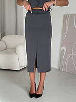 Классическая женская серая юбка с разрезом спереди Merlini Гроссо стильная и элегантная юбка для любого события