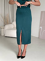 Классическая женская юбка с разрезом спереди зеленая Merlini Гроссо элегантная и стильная юбка для любого события