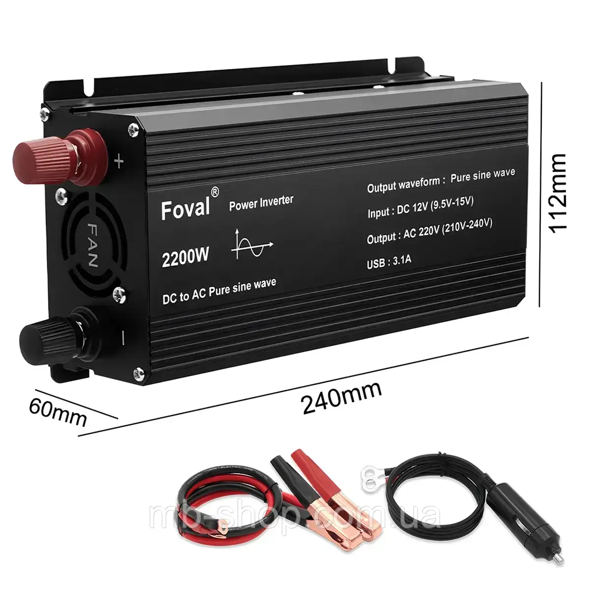 Інвертор напруги, 2000 вт 12/220 V Чиста Синусоїда, фото 1