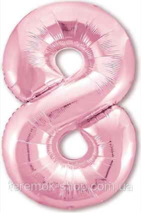 Фольгована цифра 8  рожева пудра повітряна куля 76 см 32"