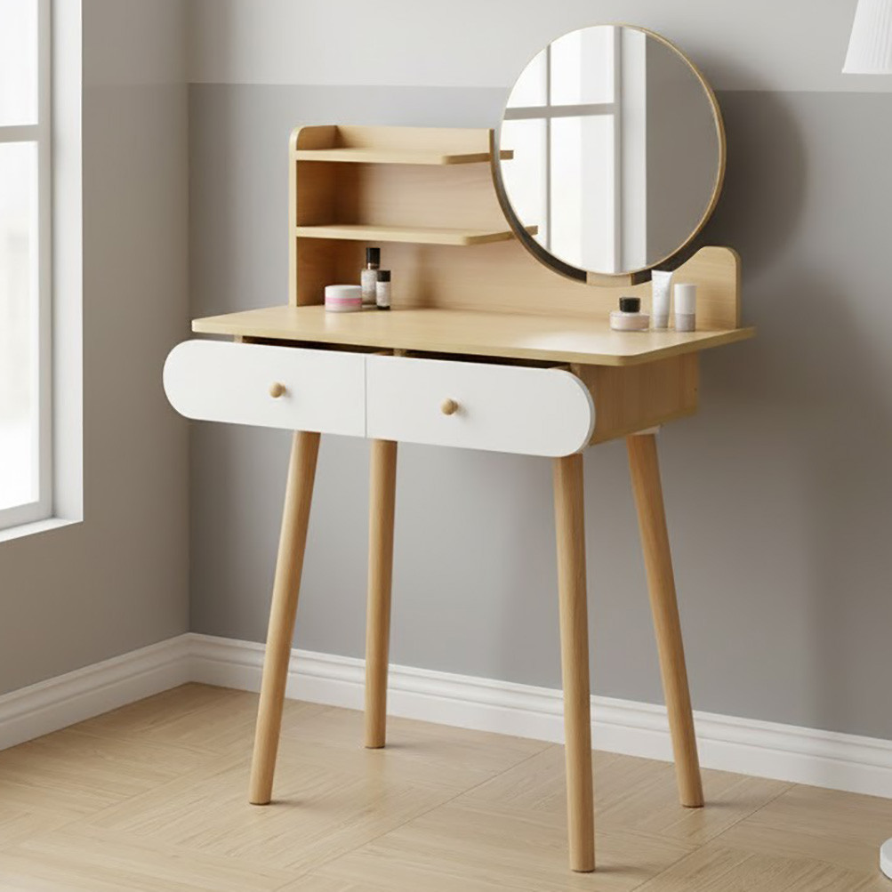 Туалетний столик косметичний з круглим дзеркалом Bonro B063 для макіяжу, косметичний стіл для дому салону фотостудії