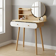 Туалетний столик косметичний з круглим дзеркалом Bonro B063 для макіяжу, косметичний стіл для дому салону фотостудії