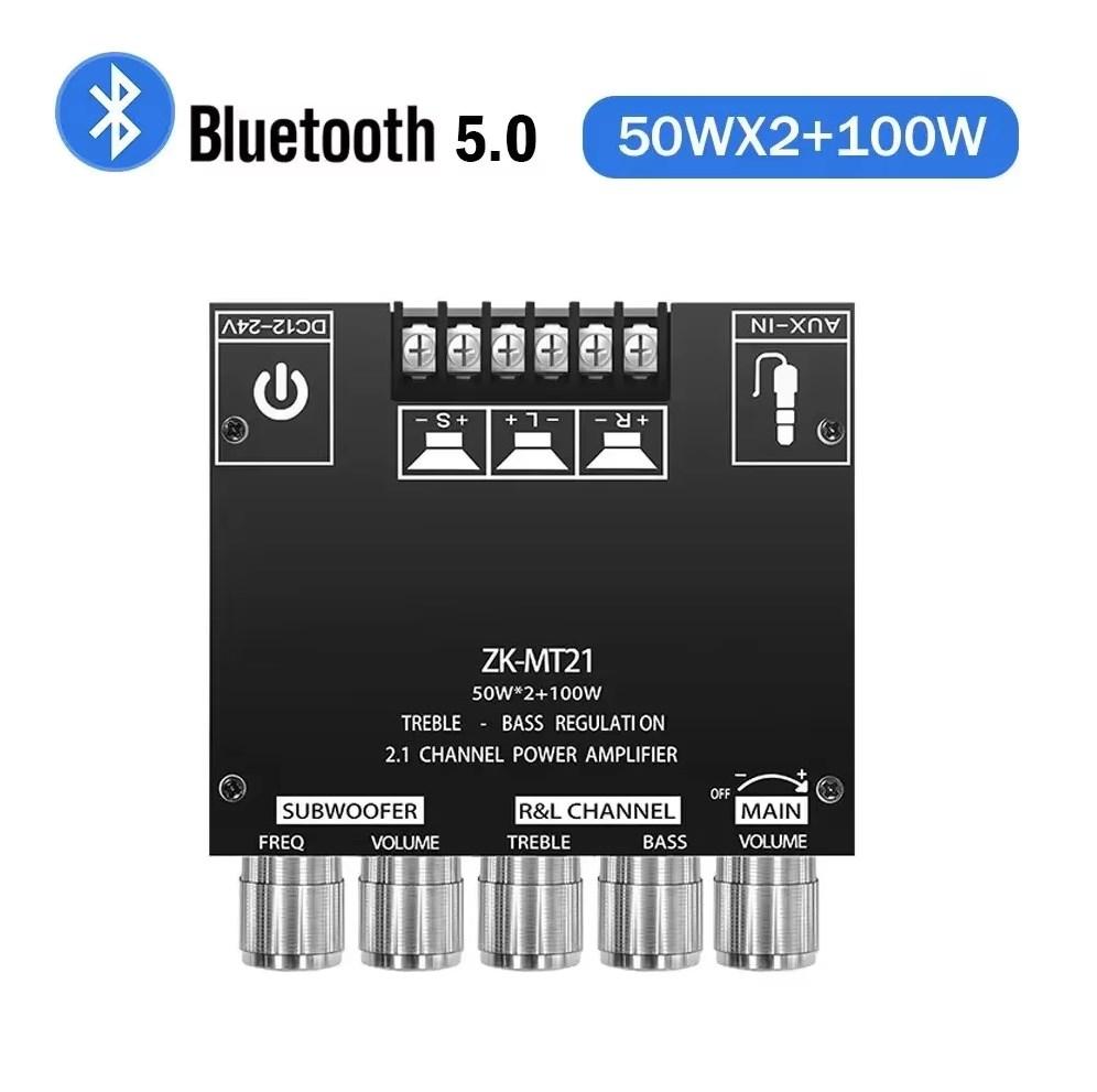 Підсилювач звуку з Bluetooth 5.0,2*50W + 100W сабвуфер AUX ZK-MT21, фото 1